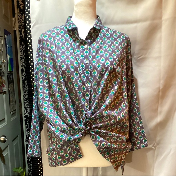 Gretchen Scott Designs Tops - Gretchen Scott Floral Patterned Lightweight Blouse Made in India Size M/L